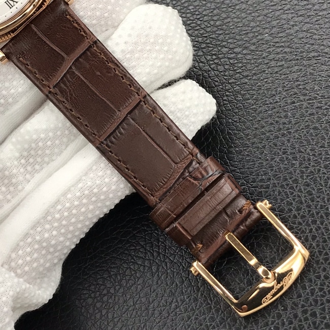 top-tier watch Breguet classic series mechanical leather strap men's white dial brown belt watch clasp picture