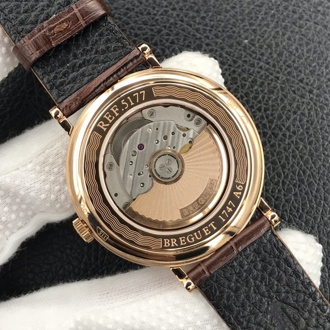 top-tier watch Breguet classic series mechanical leather strap men's white dial brown belt watch movement picture