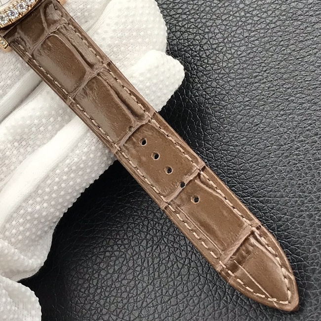 GF Factorytop-tier watch Jaeger-LeCoultre women's white dial brown belt dating series mechanical leather strap watch leather strap picture