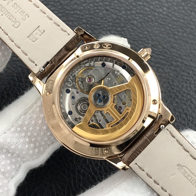 GF Factorytop-tier watch Jaeger-LeCoultre women's white dial brown belt dating series mechanical leather strap watch movement picture