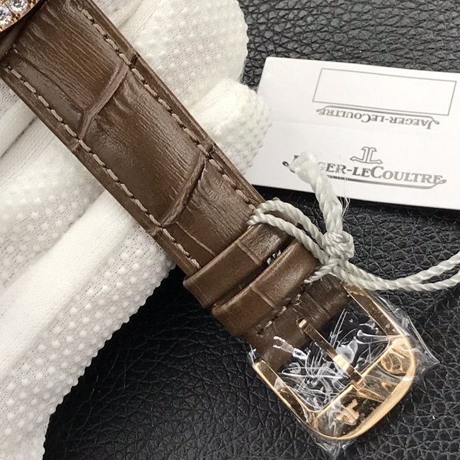 GF Factorytop-tier watch Jaeger-LeCoultre women's white dial brown belt dating series mechanical leather strap watch clasp picture