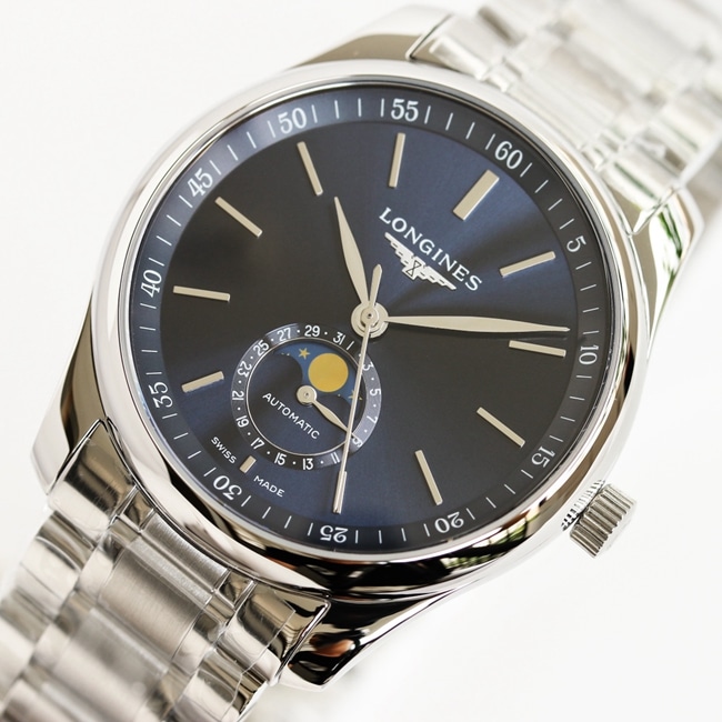 GF Factorytop-tier watch Longines famous series men's blue dialsteel bracelet 42mm mechanical watch front view