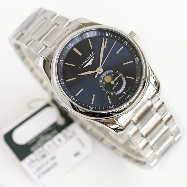 GF Factorytop-tier watch Longines famous series men's blue dialsteel bracelet 42mm mechanical watch front view