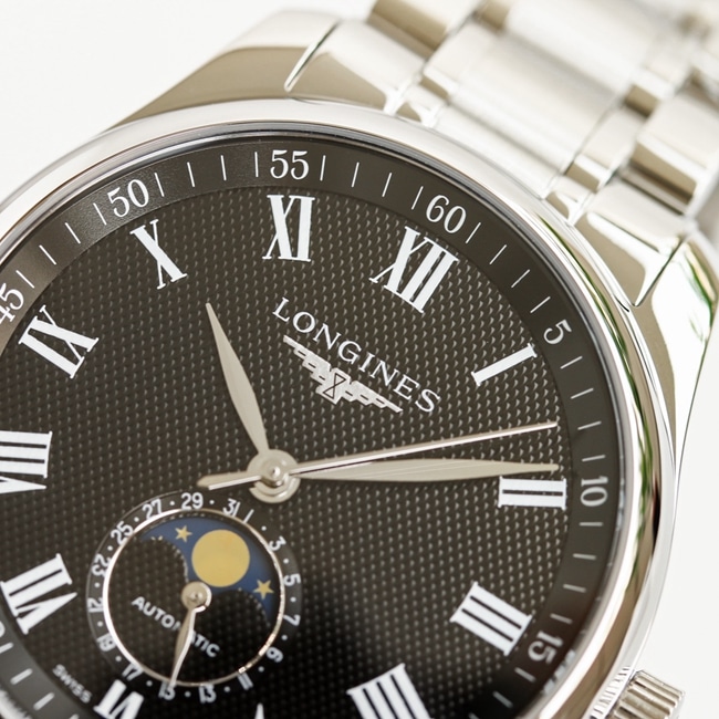GF Factorytop-tier watch Longinesmoon phase42mm famous craftsman series men's black dialsteel bracelet mechanical watch detail shots