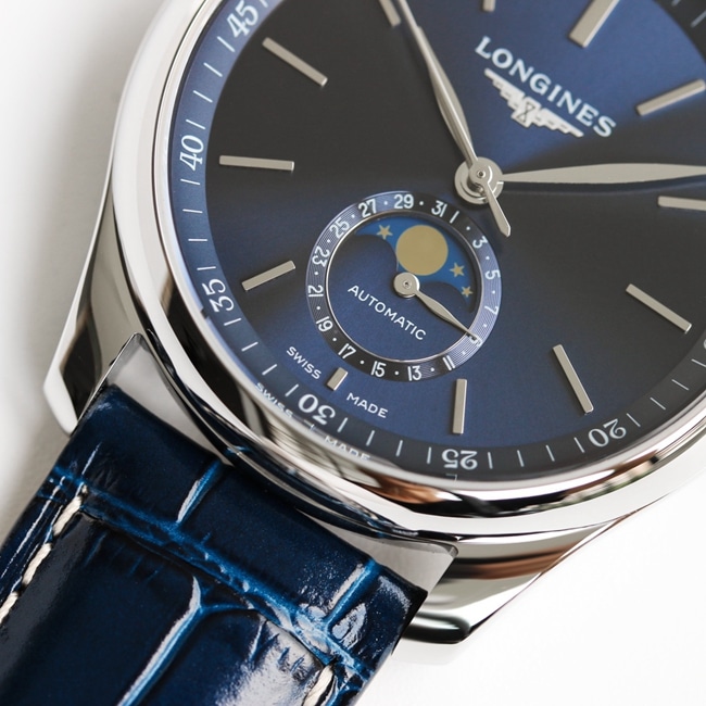 GF Factorytop-tier watch Longines men's blue dial blue belt master series leather strap watch detail shots