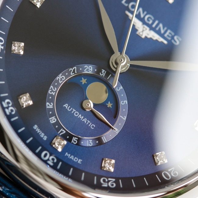 GF Factorytop-tier watch Longines automatic movementleather strap famous series moon phase 42mm men's watch detail shots