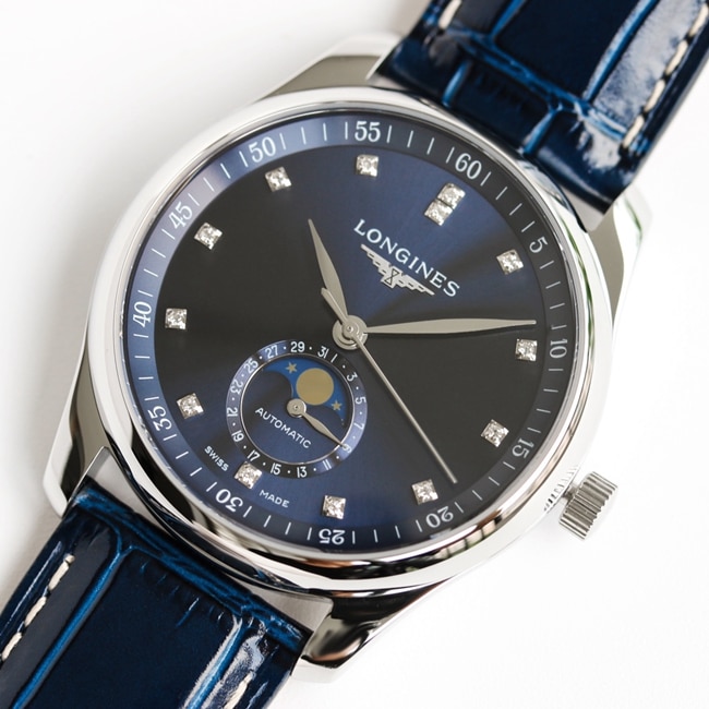 GF Factorytop-tier watch Longines automatic movementleather strap famous series moon phase 42mm men's watch front view