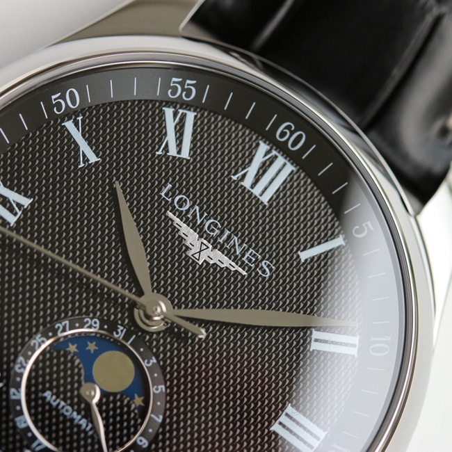 GF Factorytop-tier watch Longines men's black dial black belt master series watch detail shots