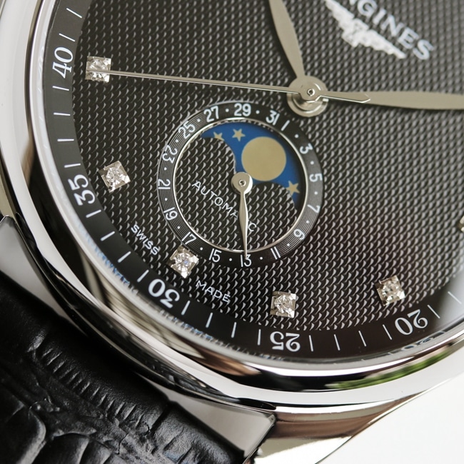 GF Factory top-tier watch Longinesmoon phase42mm men's black dial black belt automatic movementleather strap watch detail shots