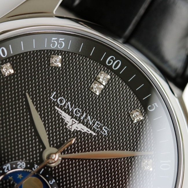 GF Factory top-tier watch Longinesmoon phase42mm men's black dial black belt automatic movementleather strap watch detail shots
