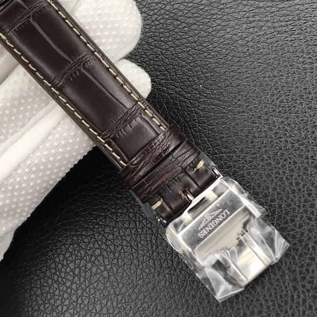 MK factory top-tier watch Longines men's white dial brown belt famous craftsman series automatic movementleather strap watch clasp picture