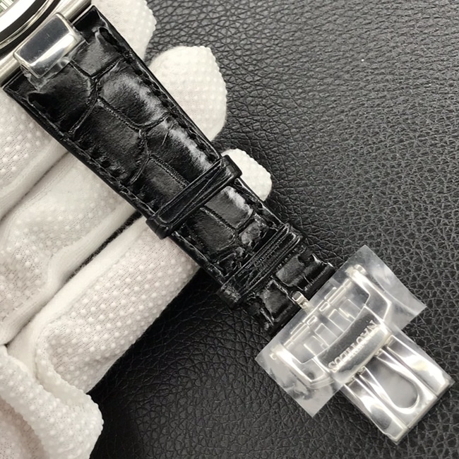 3k factory top-tier watch Patek Philippe men's green dial black belt Nautilus series leather strap watch clasp picture