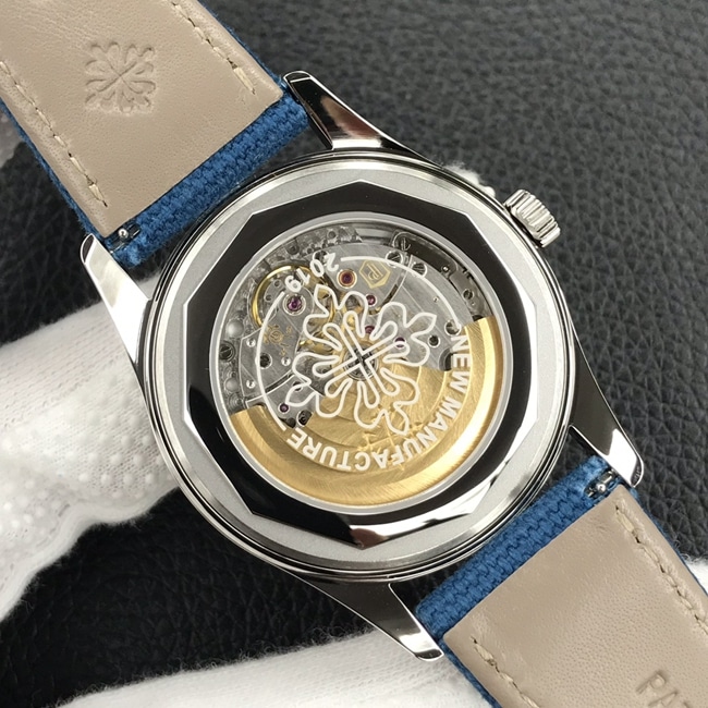 3K Factorytop-tier watch Patek Philippe men's blue dial blue belt 6007 series mechanical nylon belt watch movement picture