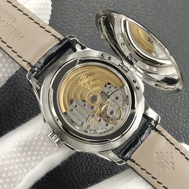 3k factory top-tier watch Patek Philippe men's black dial black belt automatic movementleather strap watch movement picture