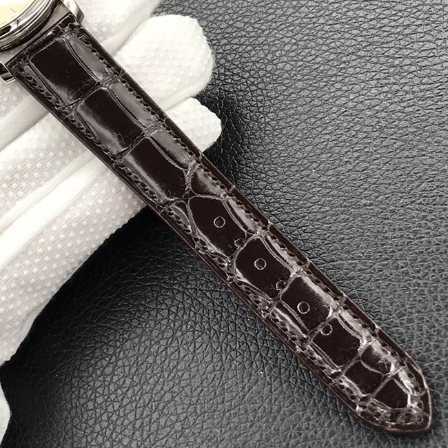 3k factory top-tier watch Patek Philippe yellow plate brown belt automatic movement men's leather strap watch leather strap picture