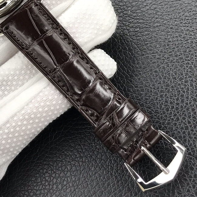3k factory top-tier watch Patek Philippe yellow plate brown belt automatic movement men's leather strap watch clasp picture