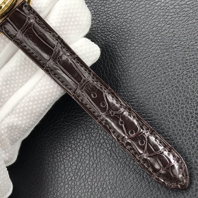 3k factory top-tier watch Patek Philippe men's yellow plate brown belt automatic movement retro watch leather strap picture