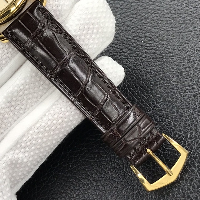 3k factory top-tier watch Patek Philippe men's yellow plate brown belt automatic movement retro watch clasp picture