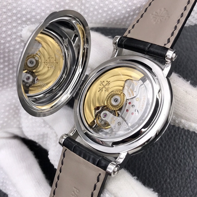 ZF Factorytop-tier watch Patek Philippe men's white dial black belt classic 5153 series leather strap watch movement picture