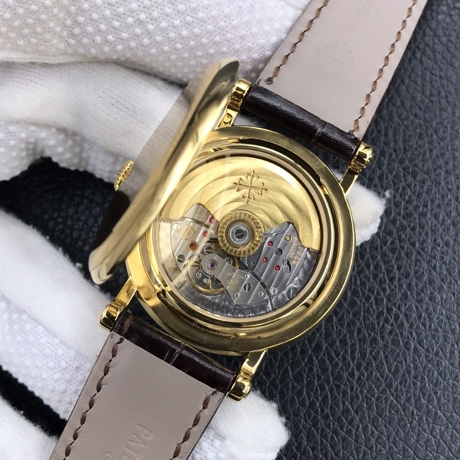 ZF Factorytop-tier watch Patek Philippe men's white dial brown belt automatic movement classical 5153 series leather strap watch movement picture