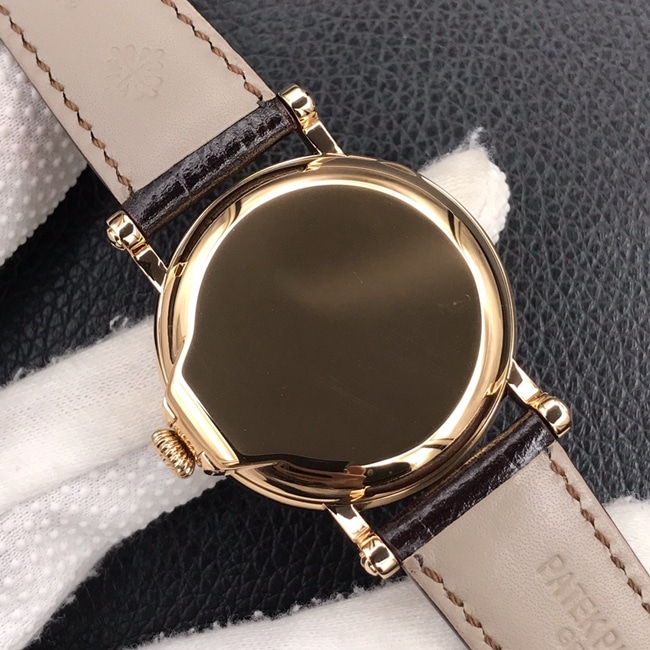 ZF Factorytop-tier watch Patek Philippe men's white dial brown belt classic 5153 series leather strap watch back cover picture