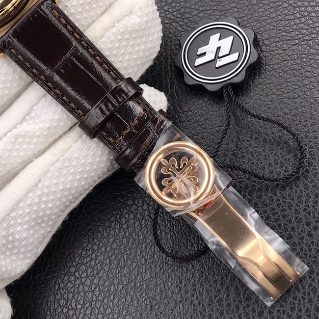 ZF Factorytop-tier watch Patek Philippe men's white dial brown belt classic 5153 series leather strap watch clasp picture