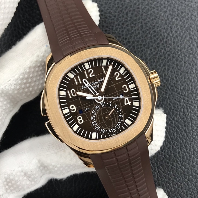 ZF Factorytop-tier watch Patek Philippe men's brown plate and brown belt Aquanaut series watch front view