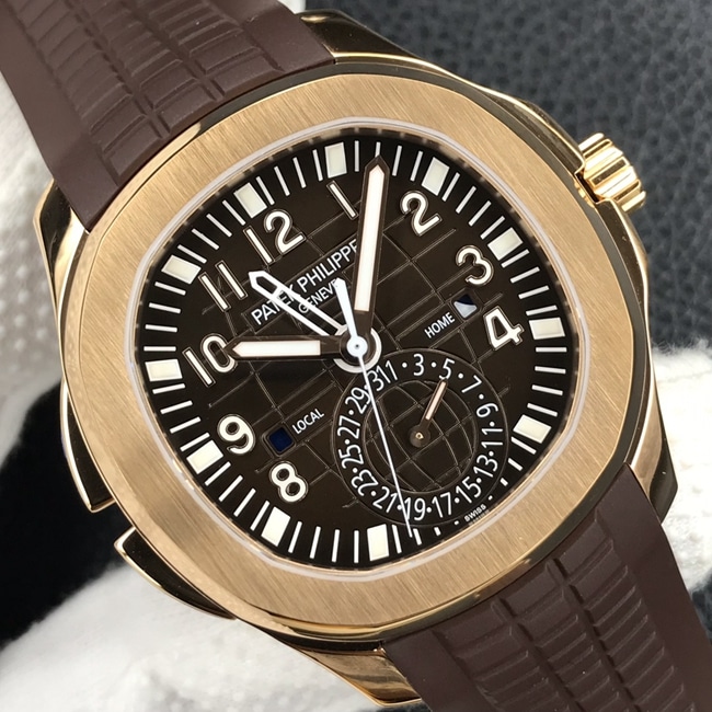 ZF Factorytop-tier watch Patek Philippe men's brown plate and brown belt Aquanaut series watch front view