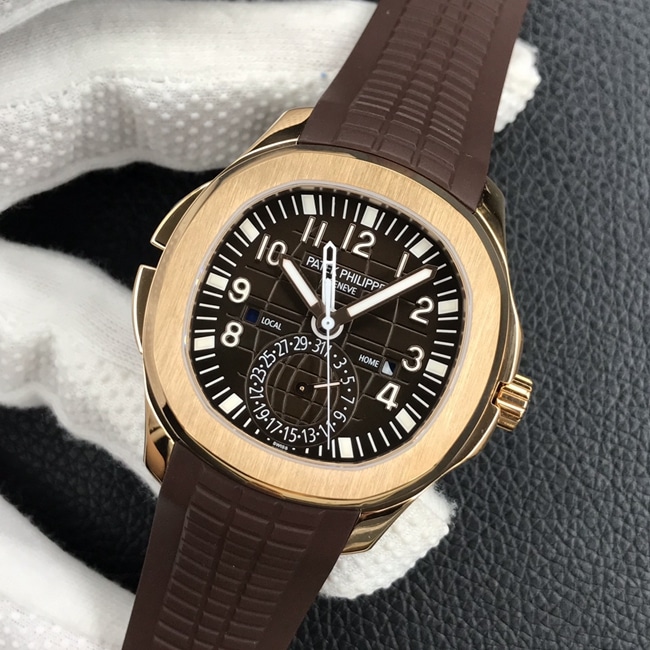 ZF Factorytop-tier watch Patek Philippe men's brown plate and brown belt Aquanaut series watch front view