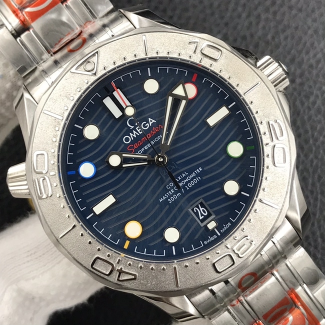 OR Factory Top collectible watches Omega Blue Plate Steel Strap Seamaster Series Men's Watch Front View