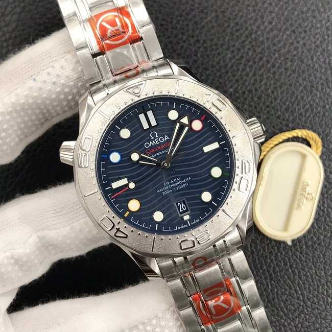 OR Factory Top collectible watches Omega Blue Plate Steel Strap Seamaster Series Men's Watch Front View