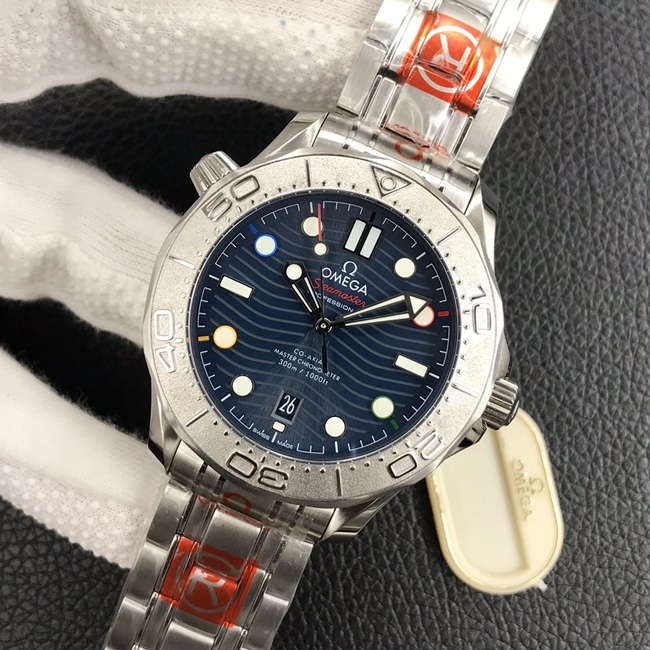 OR Factory Top collectible watches Omega Blue Plate Steel Strap Seamaster Series Men's Watch Front View