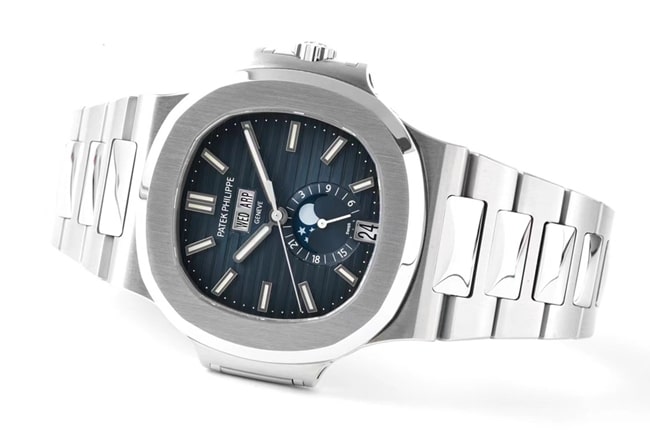 PPF Factorytop-tier watch Patek Philippeautomatic movementNautilus series men's blue dialsteel bracelet watch front view