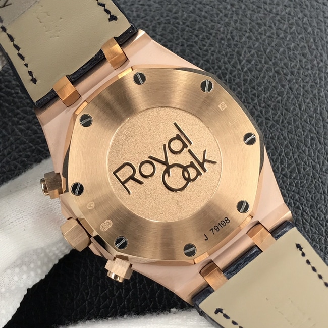 OM Factorytop-tier watch Audemars Piguet Royal Oak men's blue dial26331chronograph series automatic movementleather strap watch back cover picture