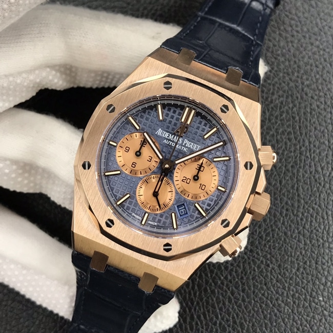 OM Factorytop-tier watch Audemars Piguet Royal Oak men's blue dial26331chronograph series automatic movementleather strap watch front view