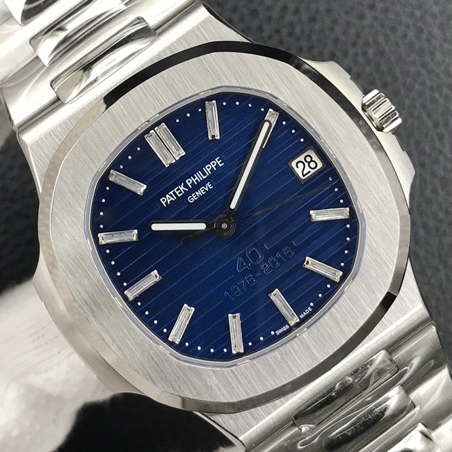 3k factory top-tier watch Patek Philippe men's blue dial Nautilus series steel bracelet automatic movement watch front view