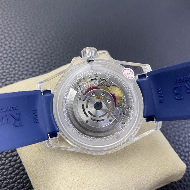 top-tier watch Rolex men's blue dialrubber strapautomatic movement watch movement picture