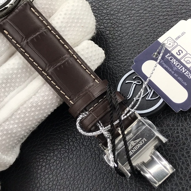 KL factory top-tier watch Longines automatic movement famous craftsman series dial brown belt leather strap watch clasp picture