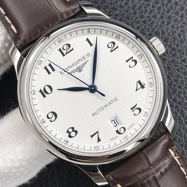 KL factory top-tier watch Longines automatic movement famous series dial brown belt leather strap watch front view