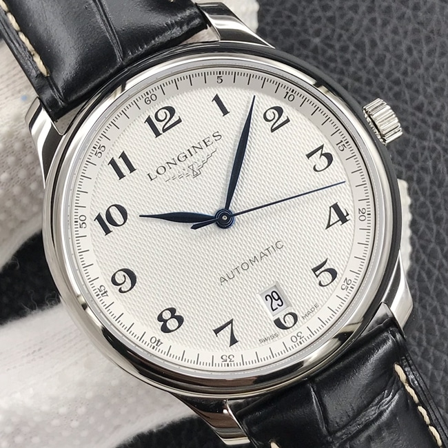 KL Factory Top Longines Master Collection L2.628.4.78.6 Men's White Dial Black Strap Automatic Mechanical Watch Front View