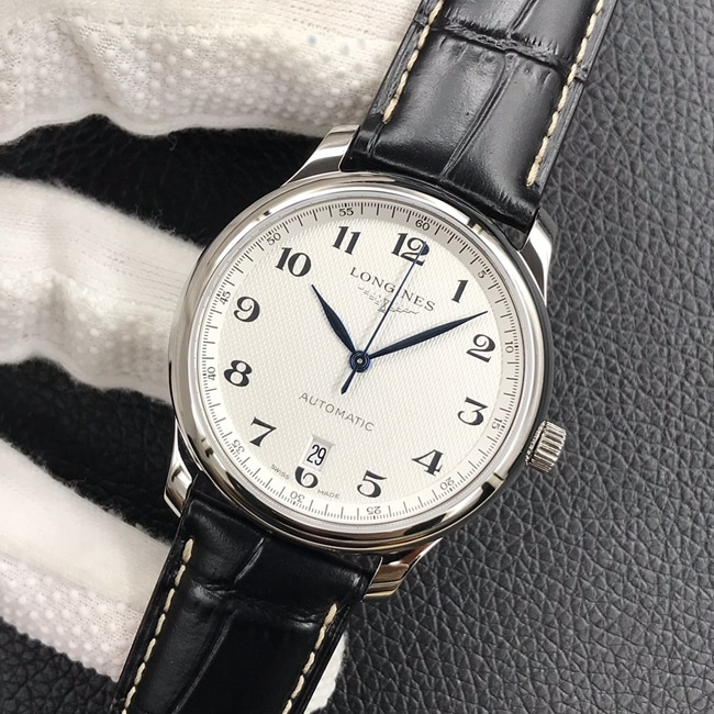 KL Factory Top Longines Master Collection L2.628.4.78.6 Men's White Dial Black Strap Automatic Mechanical Watch Front View