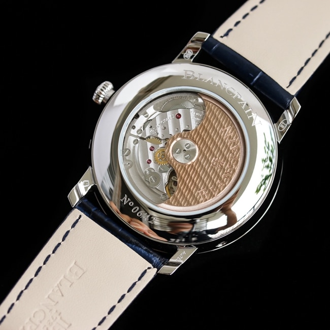 Blancpain collectible watches men's blue plate classic series 6656 automatic mechanical belt watch movement figure