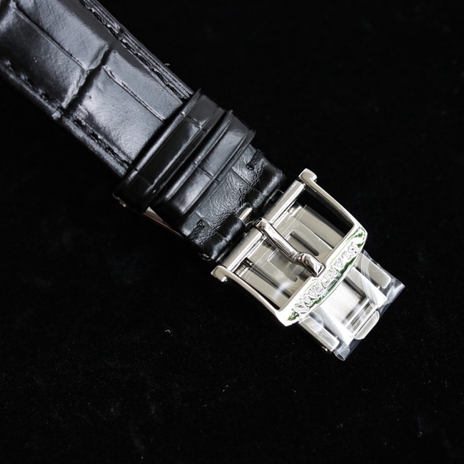top-tier watch Blancpain men's white dial black belt classic series 6656 automatic movement watch clasp picture
