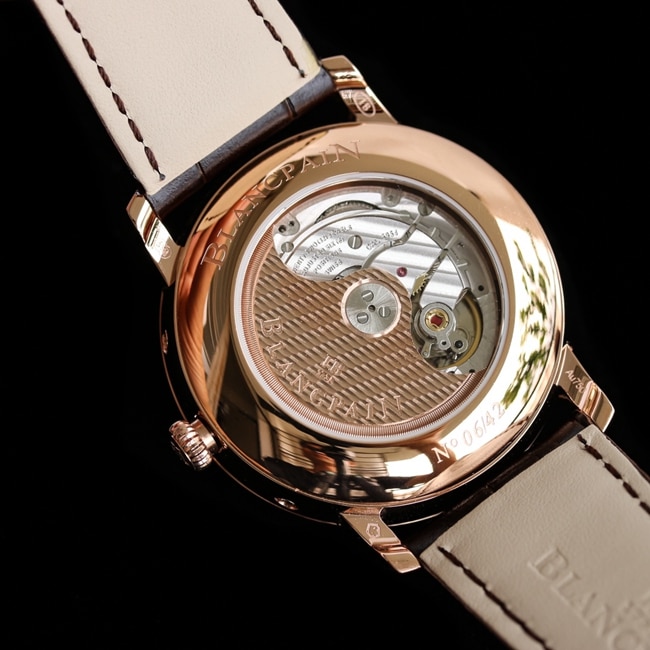top-tier watch Blancpain classic series 6656 men's white dial brown belt automatic movementleather strap watch movement picture