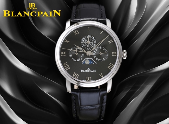 Blancpaintop-tier watch classic series 6656 automatic movement men's green dialleather strap watch front view