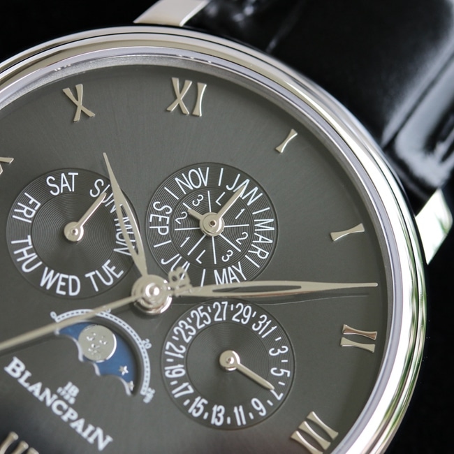 Blancpaintop-tier watch classic series 6656 automatic movement men's green dialleather strap watch detail shots