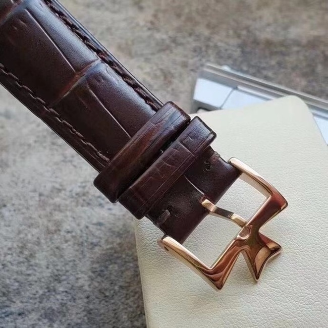 MKS Factorytop-tier replicaVacheron Constantin men's white dial brown belt heritage series 85180automatic movementleather strap watch clasp picture