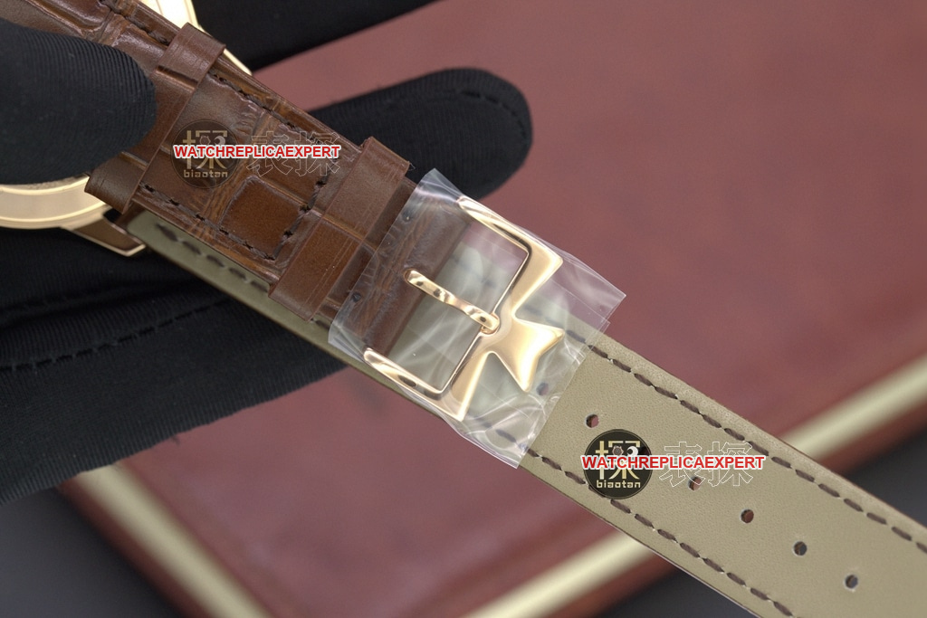 MKS Factorytop-tier replicaVacheron Constantin men's white dial brown belt heritage series 85180automatic movementleather strap watch clasp picture