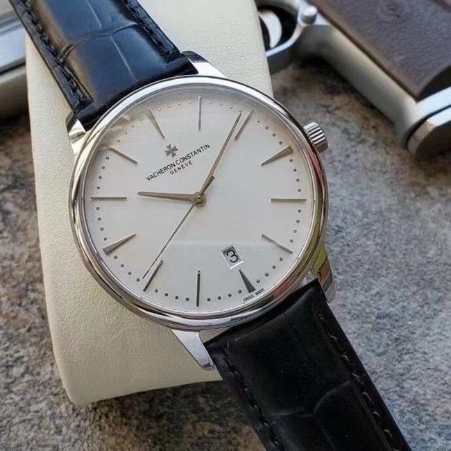 MKS Factorytop-tier Vacheron Constantin heritage series 85180 men's white dial blue belt automatic movement watch front view
