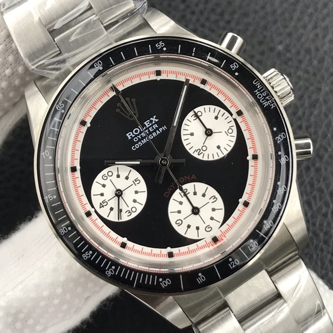 Rolextop-tier watch Di retro Paul Newman series men's black dialsteel bracelet mechanical watch front view